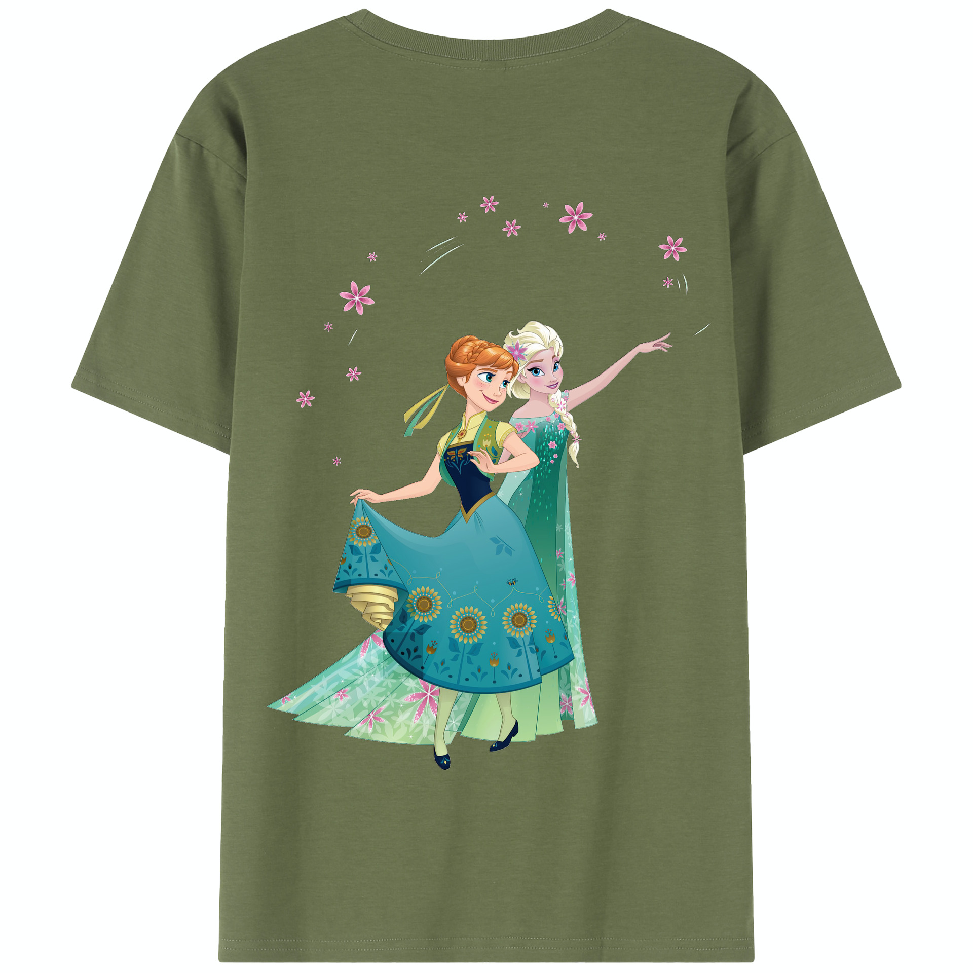 （画像用） アナと雪の女王 アンナ エルサ Frozen Anna Elsa 綿100％半袖Tシャツ（背面プリント）